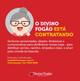 Anúncio publicado pela Divino Fogão nas suas redes sociais