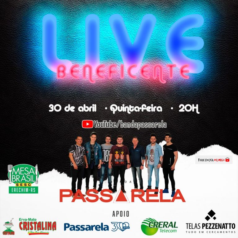 Banda Passarela faz live beneficente em prol do 'Mesa Brasil' do Sesc Erechim Rádio Difusão Banda Passarela faz live beneficente em prol do 'Mesa Brasil' do Sesc Erechim Rádio Difusão