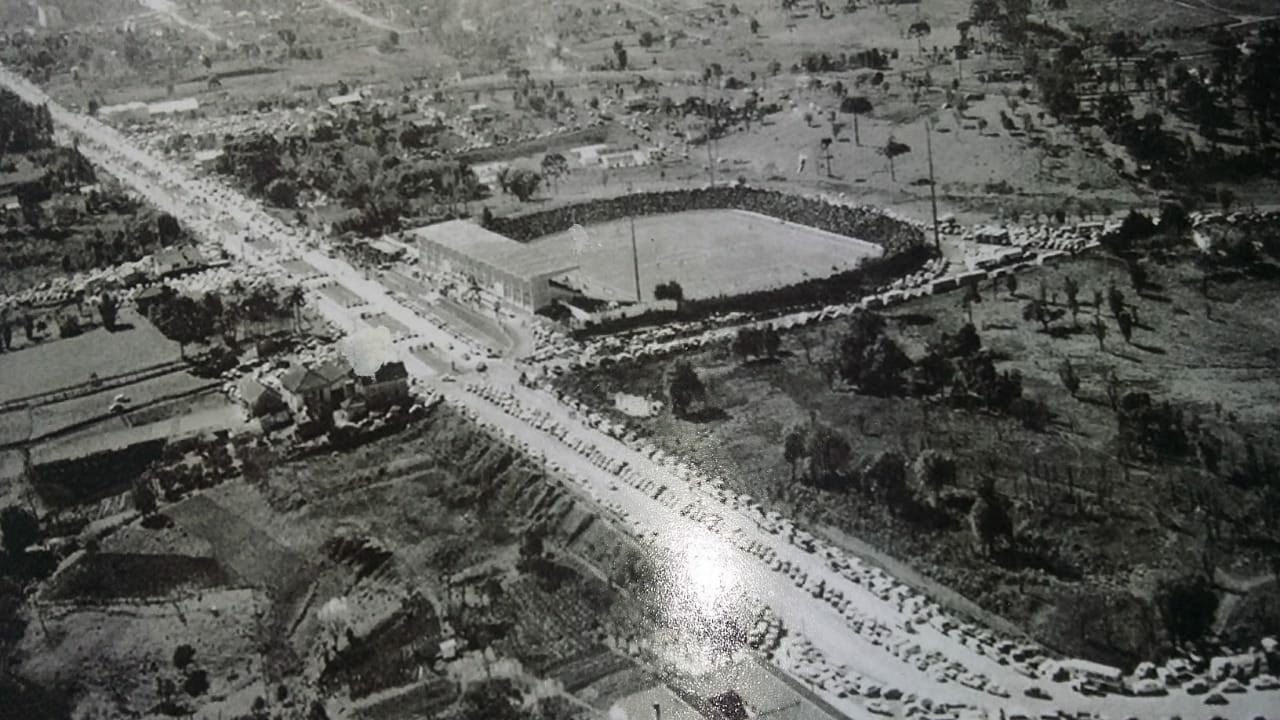 Foto aérea durante o jogo Santos x Grêmio, em 2 de setembro de 1970  |   Imagens: Acervo YFC